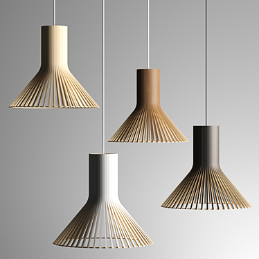 Sculpted Birch Pendant Lamp 3D model image 1 