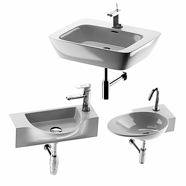 Modern Silk Washbasin Set 3D model image 1 