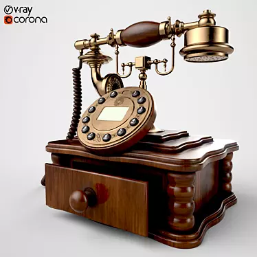 Vintage Rustic Telephone 3D model image 1 