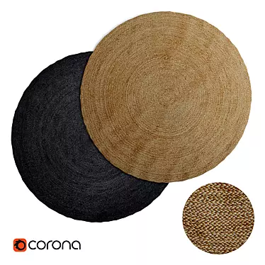 Natural Jute Round Rug 3D model image 1 