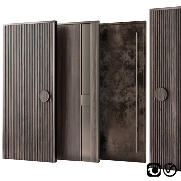 Modern Wooden Entrance Doors 3D model image 1 