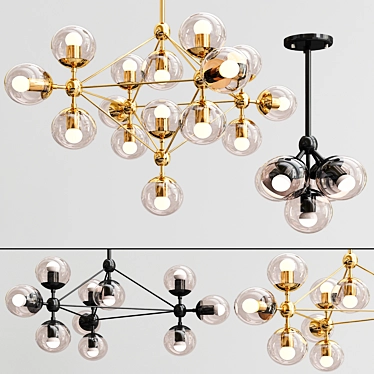 Copper MODO Chandelier: A Stylish Loft Lighting Solution 3D model image 1 