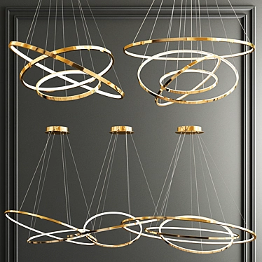 Trend Gold Ring Chandelier - Sleek and Stylish 3D model image 1 