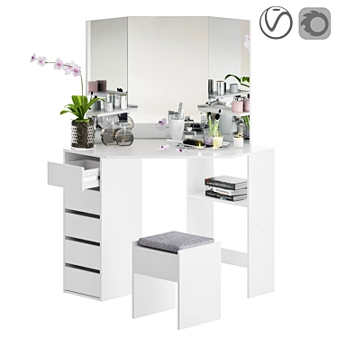  Stylish Corner Makeup Table 3D model image 1 