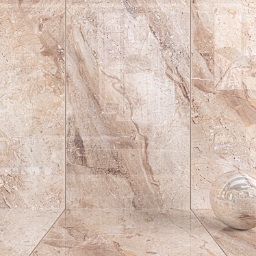 Elena Beige Wall Tiles: Textured Multi-Surface Design 3D model image 1 