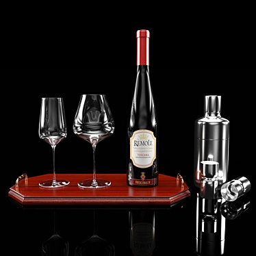 Elegant Wine Serveware Set 3D model image 1 