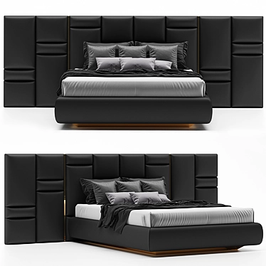 Regal Brass & Leather Chateau Bed 3D model image 1 