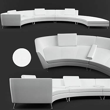 White Circular Sofa 3D model image 1 