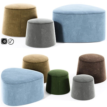 Sleek Pouf Trio: Modern Elegance 3D model image 1 