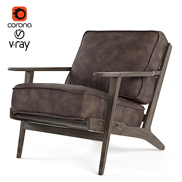 Modern Mocha Hide Armchair 3D model image 1 