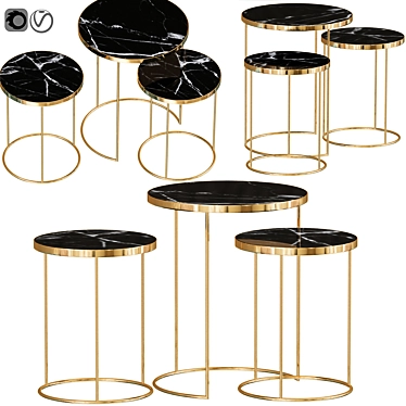 Elegant Bronze Nesting Tables 3D model image 1 