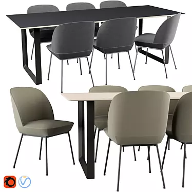 Modern Oslo Chair & 70/70 Table 3D model image 1 