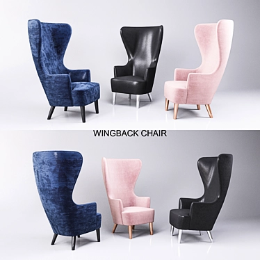 Elegant Wingback Chair Set 3D model image 1 