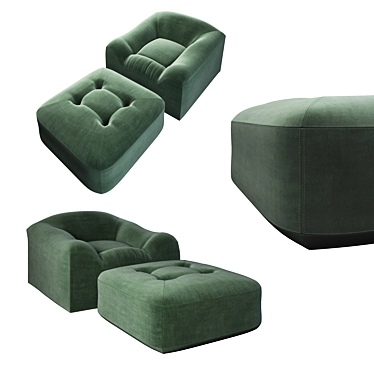 Modern Maxence Armchair & Ottoman 3D model image 1 