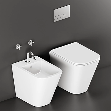 Azzurra Build: Ceramic Toilet & Bidet 3D model image 1 