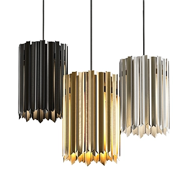 Modern Metal Pendant Lamp with Faceted Design 3D model image 1 