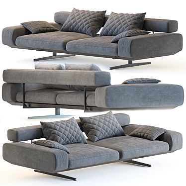 Elegant Wing Sectional Sofa 3D model image 1 