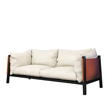 Modern Leather 3-Seater Sofa 3D model image 1 