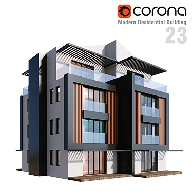 Modern 3D Residential Building 3D model image 1 