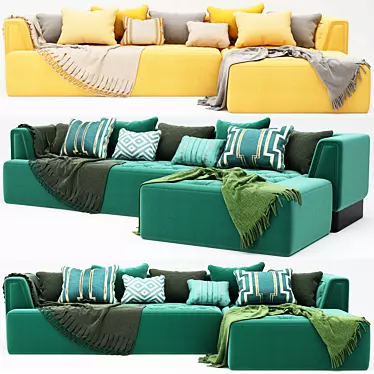 Sleek Modern Corner Sofa 3D model image 1 