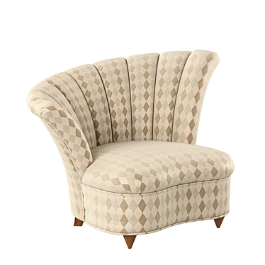 Shell Back Upholstered Asymmetrical Chair 3D model image 1 