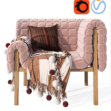 Modern Velvet Armchair 3D Model 3D model image 1 