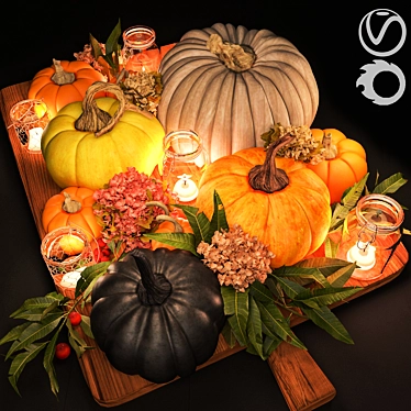 Rustic Harvest Table Decor 3D model image 1 