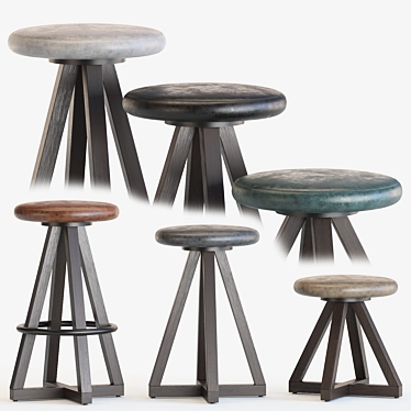 Sleek X Stools with Los Angeles Charm 3D model image 1 