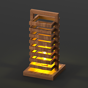 Elegant Wooden Night Lamp 3D model image 1 