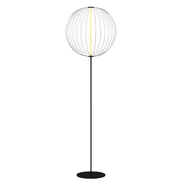 Elegant Steel Spokes Floor Lamp 3D model image 1 