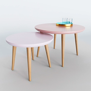 Colorful Set of 2 Coffee Tables, Various Sizes 3D model image 1 