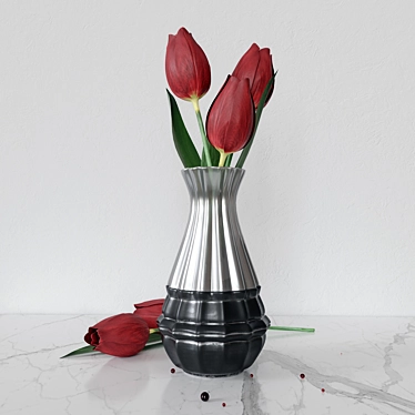 Tulip Bouquet: Fresh Blooms in a Vase 3D model image 1 