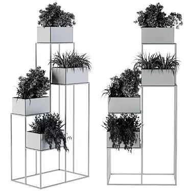 Modern Black Box Plant Stand 3D model image 1 