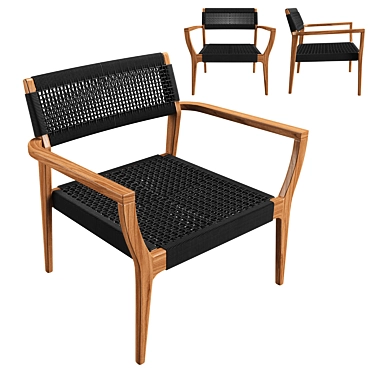 Woven Black Rope Lounge Chair 3D model image 1 