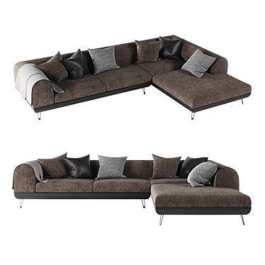 Modern Linear Shore Sectional Sofa 3D model image 1 