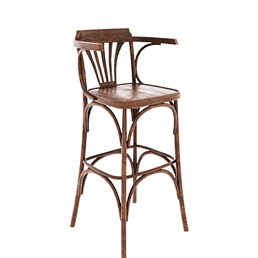 Classic Wood Bar Stool 3D model image 1 