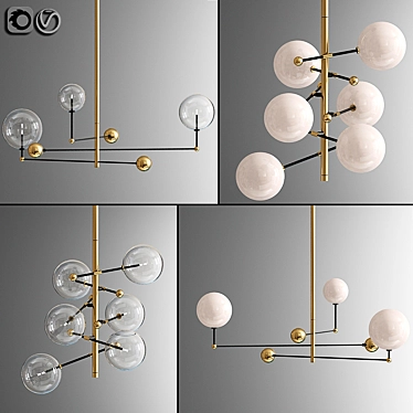 Elegant Glass Globe Mobile Chandeliers 3D model image 1 