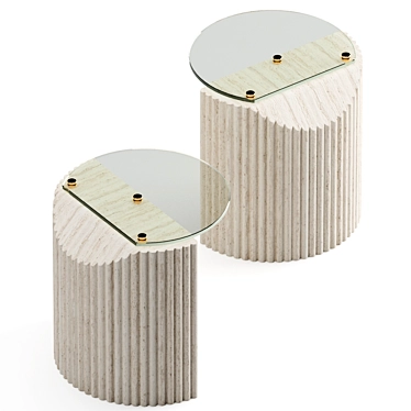 Travertine Modern Side Table: David Nicolas C-031 3D model image 1 