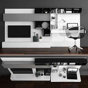 Modern TV Stand & Office Set 3D model image 1 