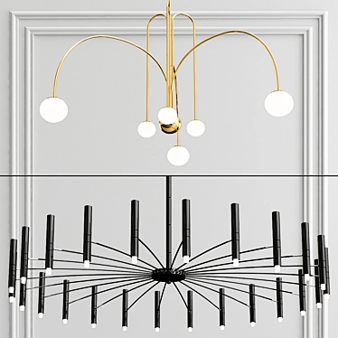 Minimalist LED Chandelier Collection 3D model image 1 