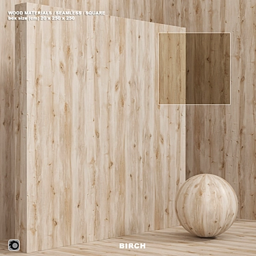 Seamless Birch Wood Set 86 3D model image 1 