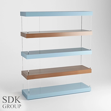 Modern Glass Shelving Rack 3D model image 1 