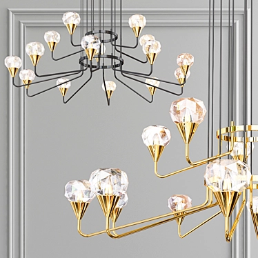 Elegant Glass Pendant Chandelier 3D model image 1 