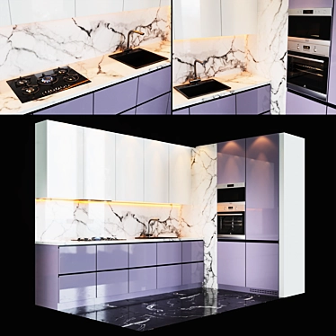 Kitchen Essentials Set: Extractor, Cooktop, Oven, Microwave, Sink & Faucet 3D model image 1 
