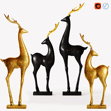 Majestic Deer Statue 3D model image 1 