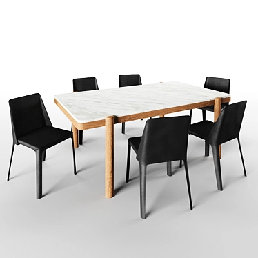 Modern Flexform Gustav Table & Isabelle Chair Set 3D model image 1 