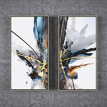 Gray Adventure Giclee Canvas Art - Hand-finished with Gold Leaf Accents - 126x65x5cm 3D model image 1 