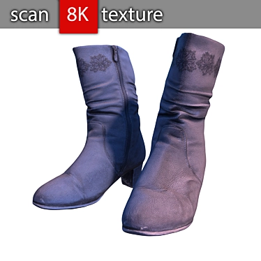 Stylish Leather Winter Boots 3D model image 1 