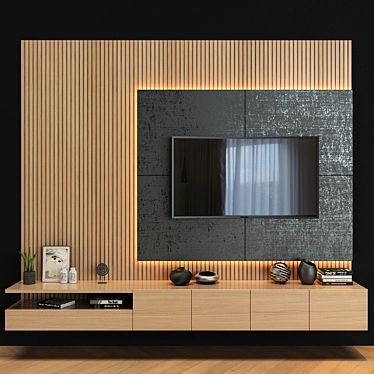 Sleek TV Wall | Set 33 3D model image 1 