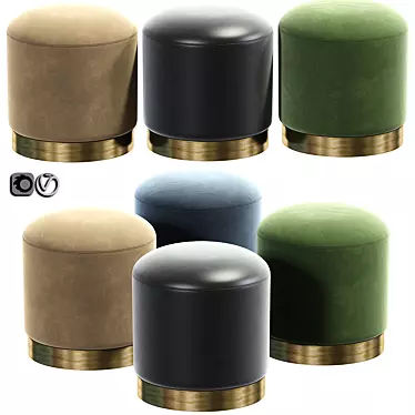 Plush Velvet Pouffe: Copper Base 3D model image 1 